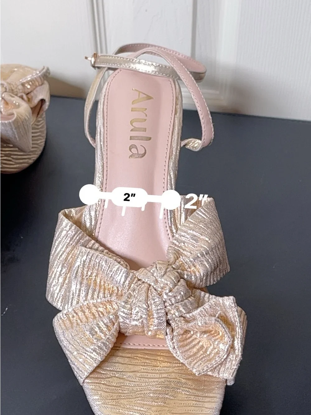 ARULA Shimmery Rose Gold Platform Knot-Front Sandals